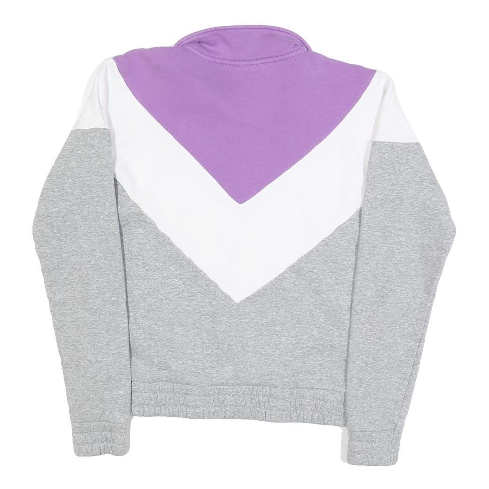 FILA Womens Grey & Purple & White Sweatshirt Collared S Colourblock Cotton Blend