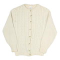 ST MICHAEL Womens Cream Button Up Cardigan Chunky Knit Plain Crew Neck S Wool