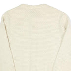 ST MICHAEL Womens Cream Button Up Cardigan Chunky Knit Plain Crew Neck S Wool