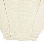 ST MICHAEL Womens Cream Button Up Cardigan Chunky Knit Plain Crew Neck S Wool