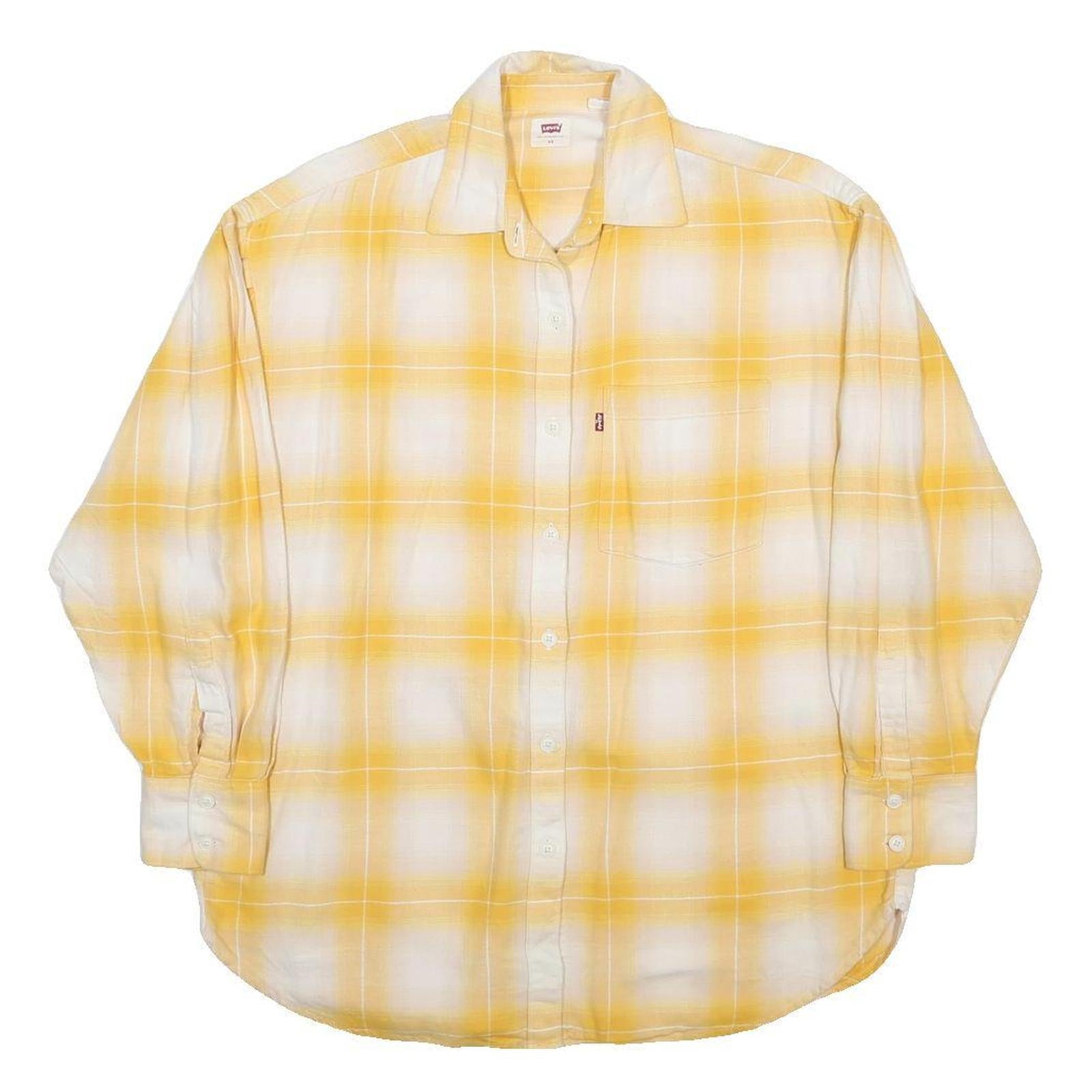 LEVI'S Womens Yellow & White Check Shirt XS Casual Cotton Long Sleeve Button
