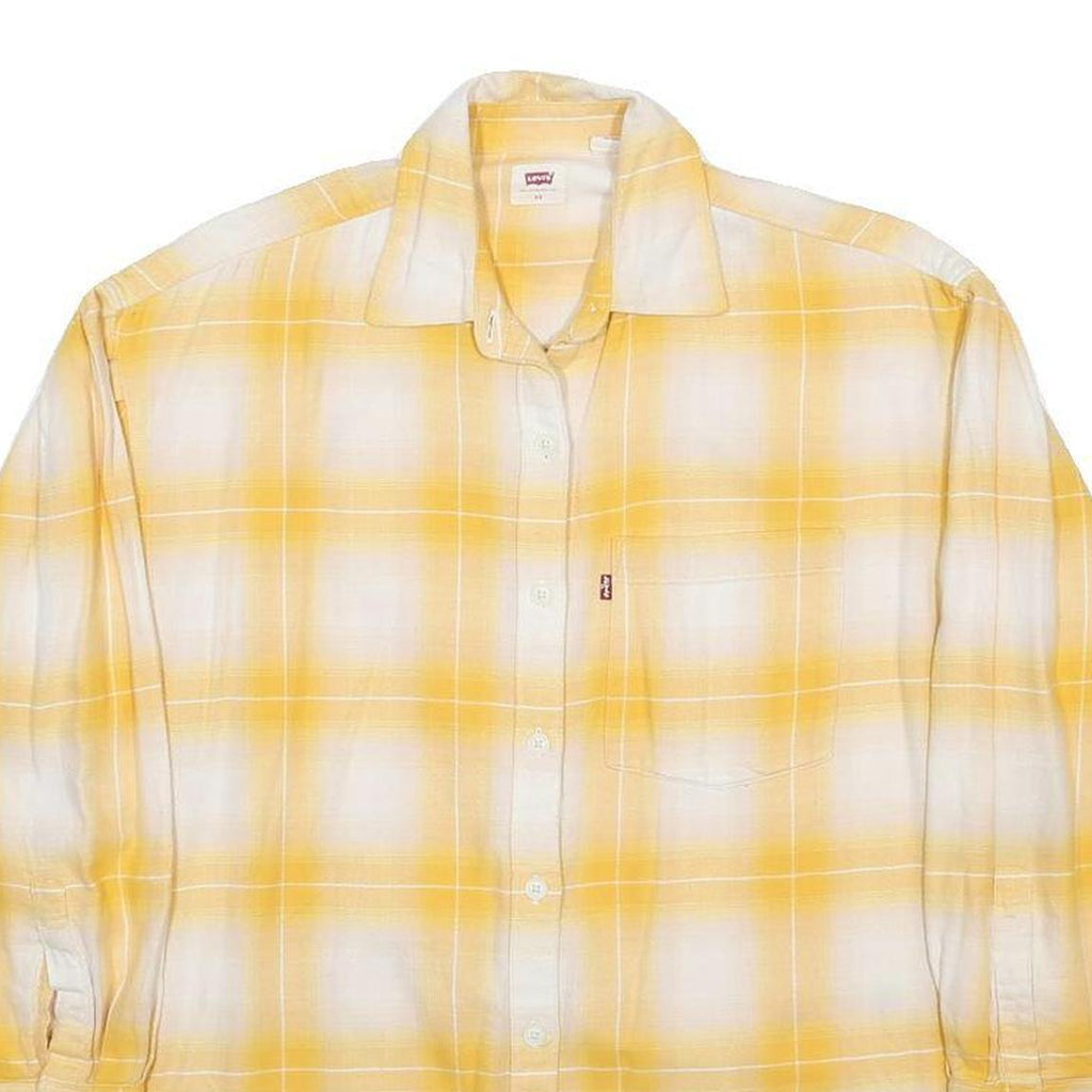 LEVI'S Womens Yellow & White Check Shirt XS Casual Cotton Long Sleeve Button