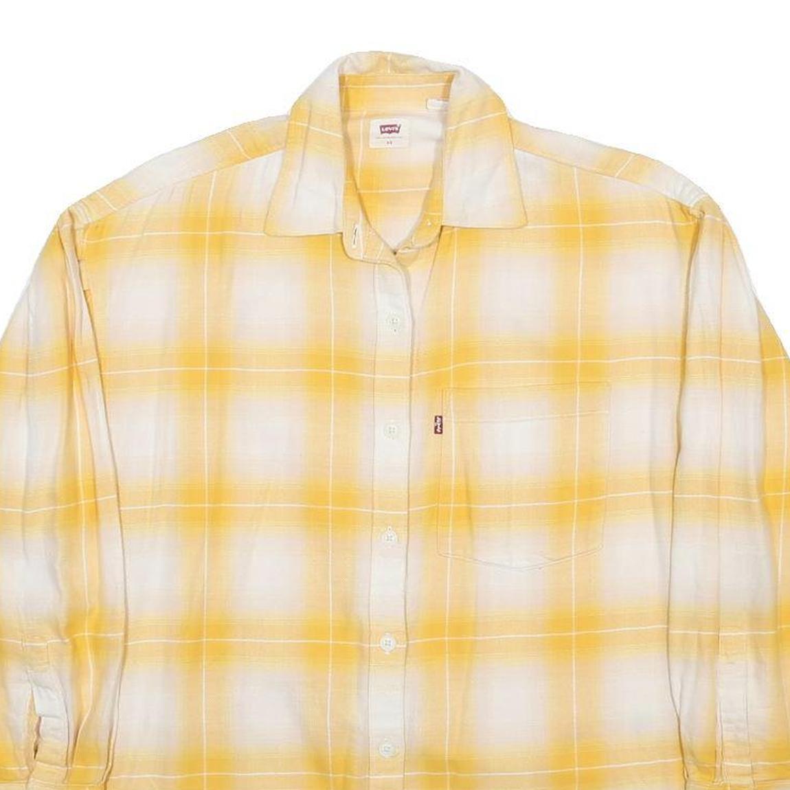 LEVI'S Womens Yellow & White Check Shirt XS Casual Cotton Long Sleeve Button