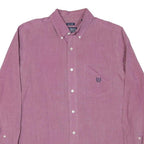 CHAPS Mens Pink Plain Cotton Blend Shirt M Button Down Pocket Casual