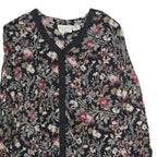 OH MAMMA Womens Black Floral Printed Button Long Sleeve Shirt L Cotton Blend