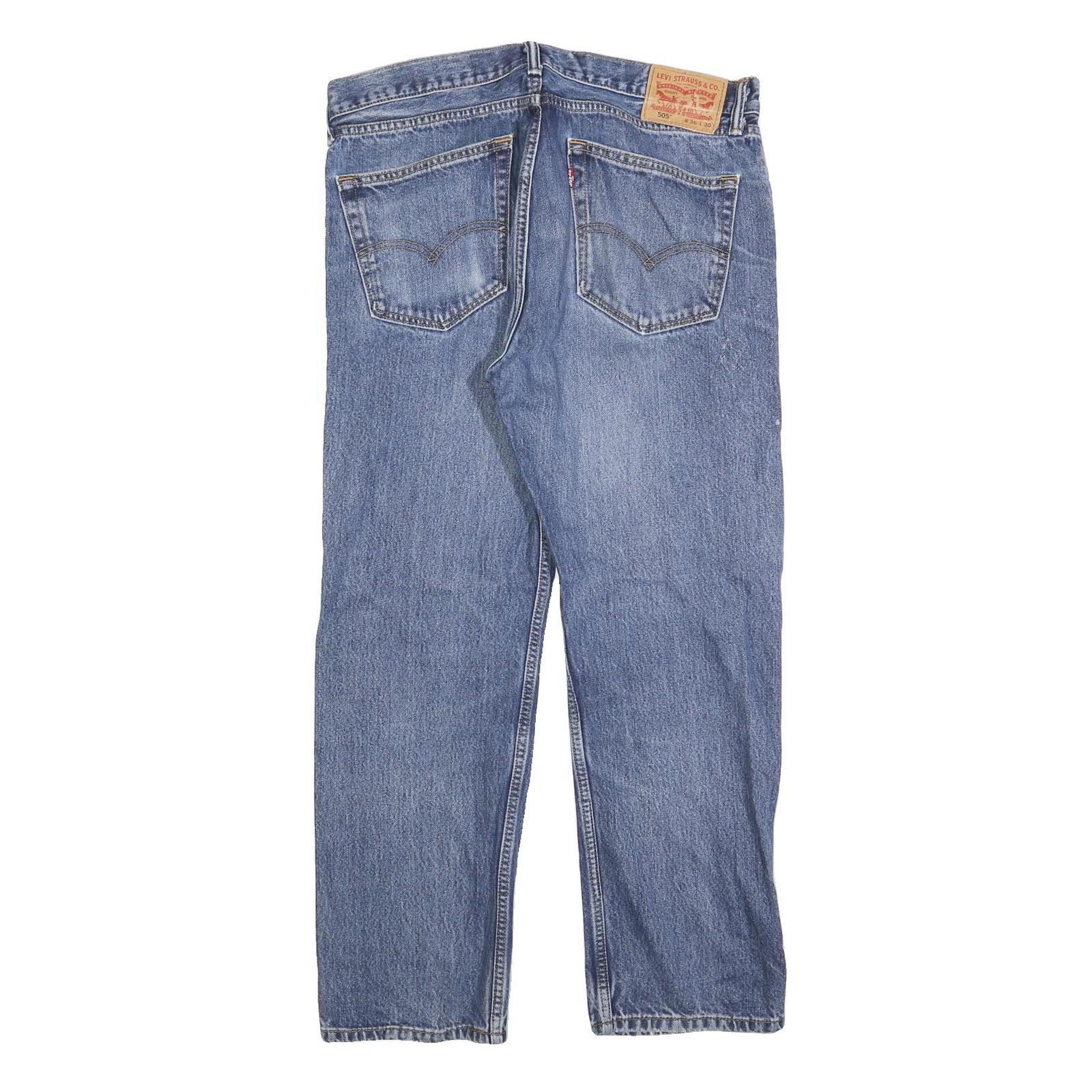 LEVI'S 505 Mens Jeans Blue Regular Straight Denim Medium W36 L30 Classic Cotton