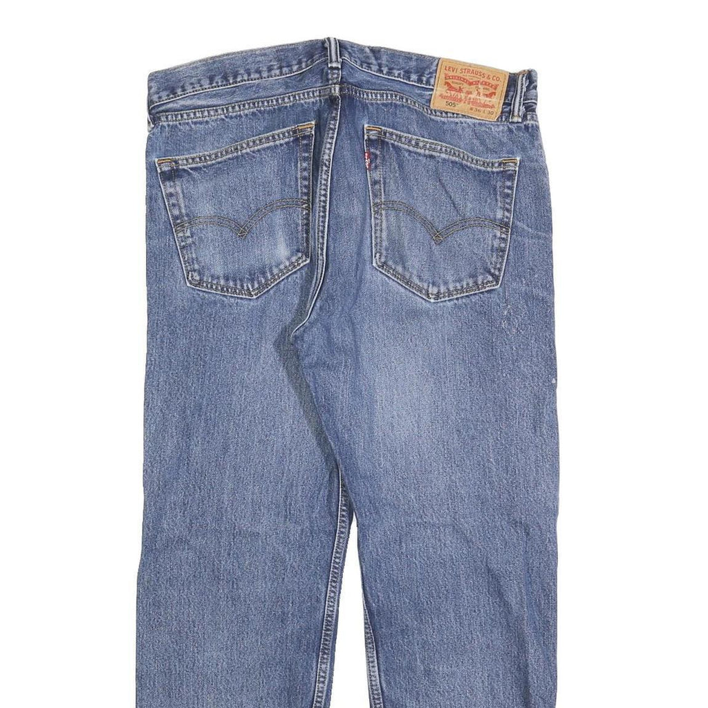 LEVI'S 505 Mens Jeans Blue Regular Straight Denim Medium W36 L30 Classic Cotton