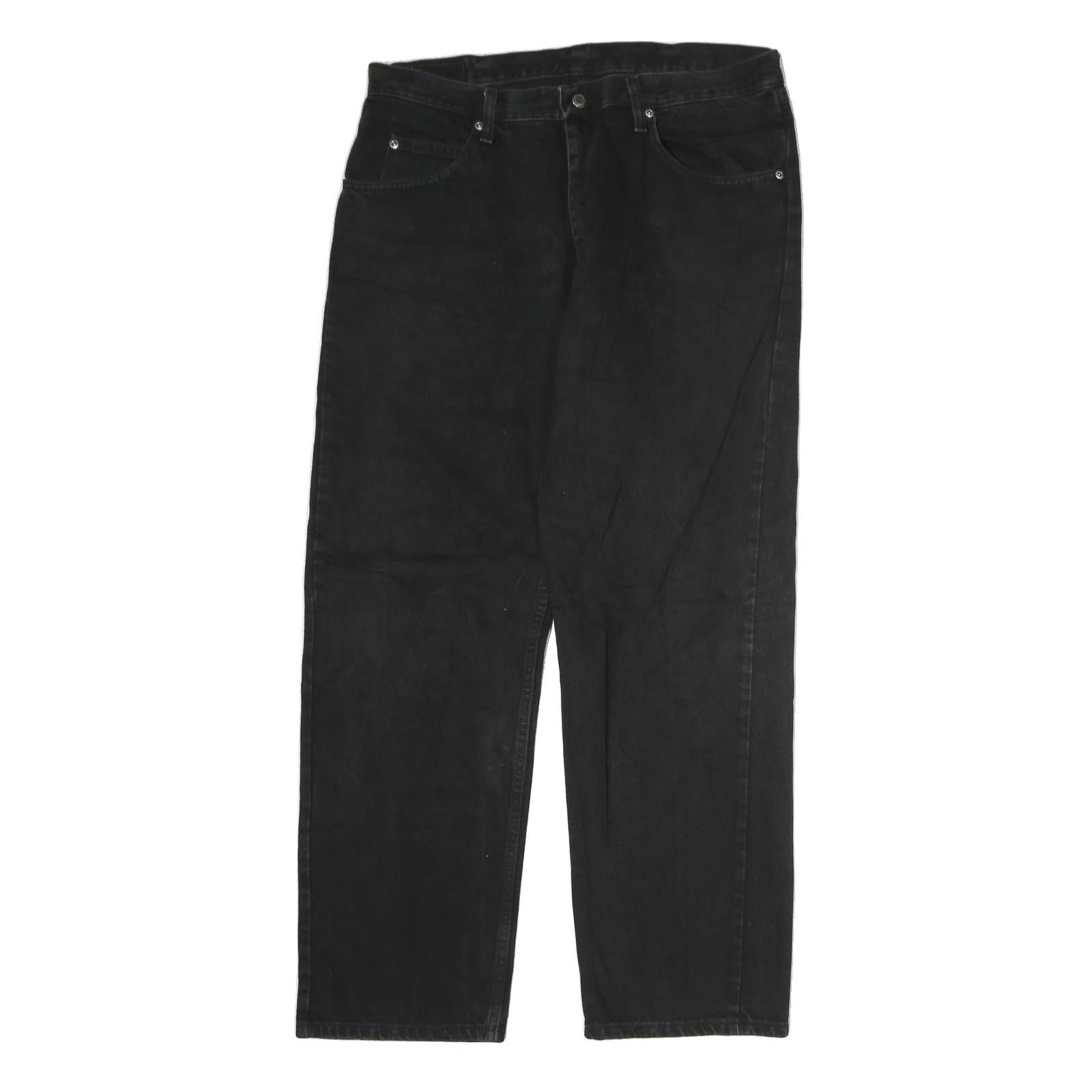 WRANGLER Mens Black Regular Straight Denim Jeans W36 L30 Classic Cotton Zip