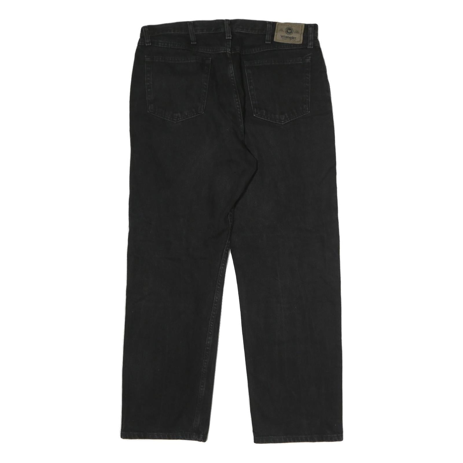 WRANGLER Mens Black Regular Straight Denim Jeans W36 L30 Classic Cotton Zip