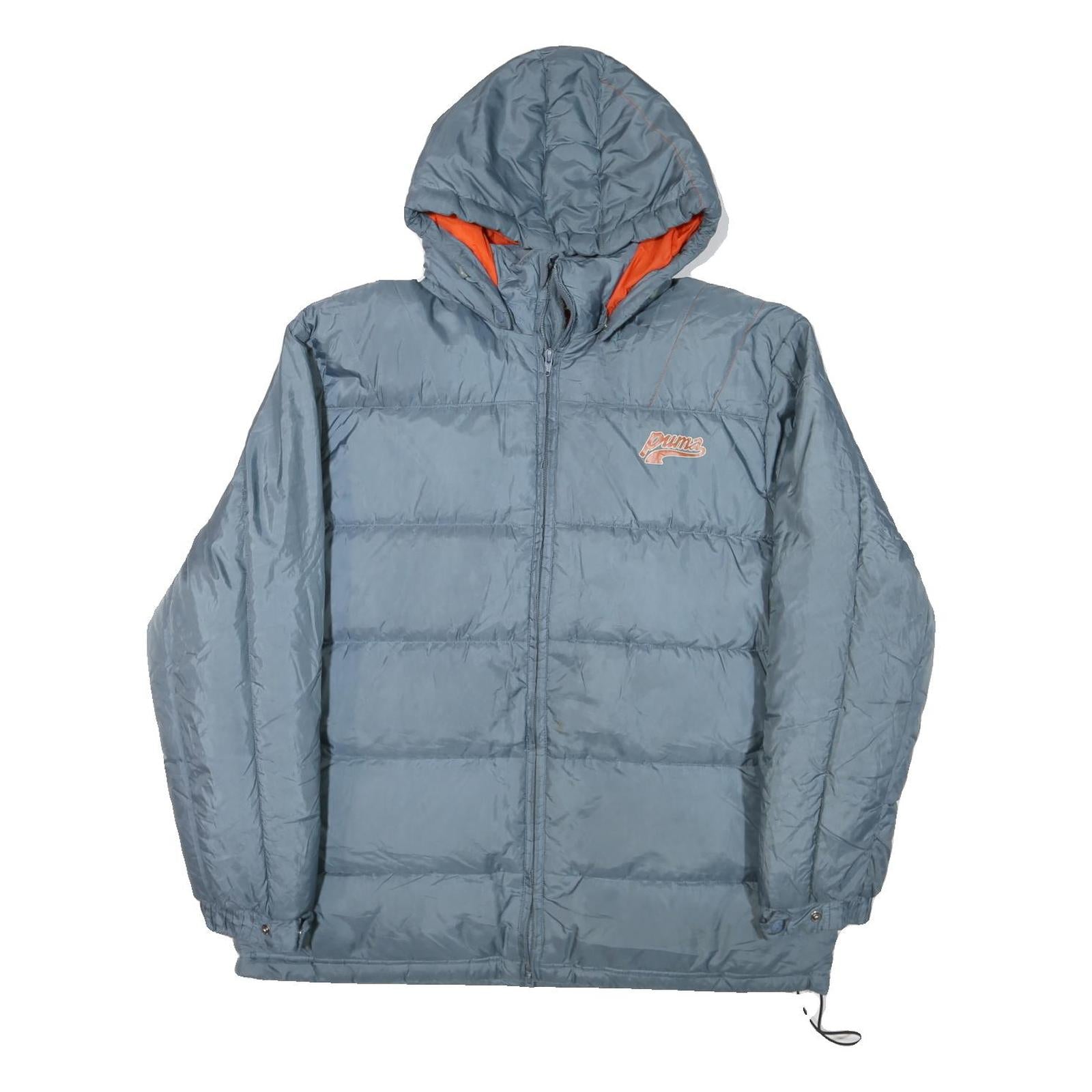 PUMA Mens Blue Hooded Jacket L Polyester Blend Plain Zip Hooded Sport Casual