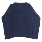 TOMMY HILFIGER Womens Jumper Blue Crew Neck Cable Knit L