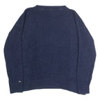 TOMMY HILFIGER Womens Jumper Blue Crew Neck Cable Knit L