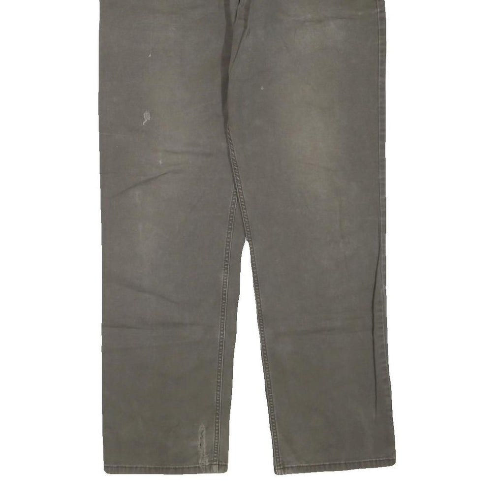 CARHARTT Mens Cotton Blend Brown Regular Straight Trousers W36 L34 Zip Closure