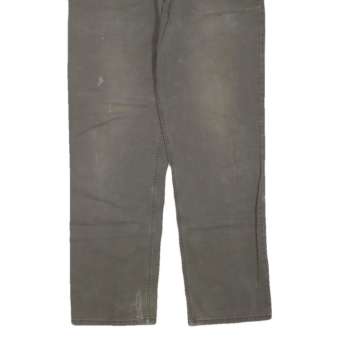 CARHARTT Mens Cotton Blend Brown Regular Straight Trousers W36 L34 Zip Closure