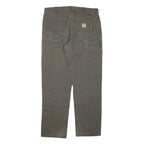 CARHARTT Mens Cotton Blend Brown Regular Straight Trousers W36 L34 Zip Closure