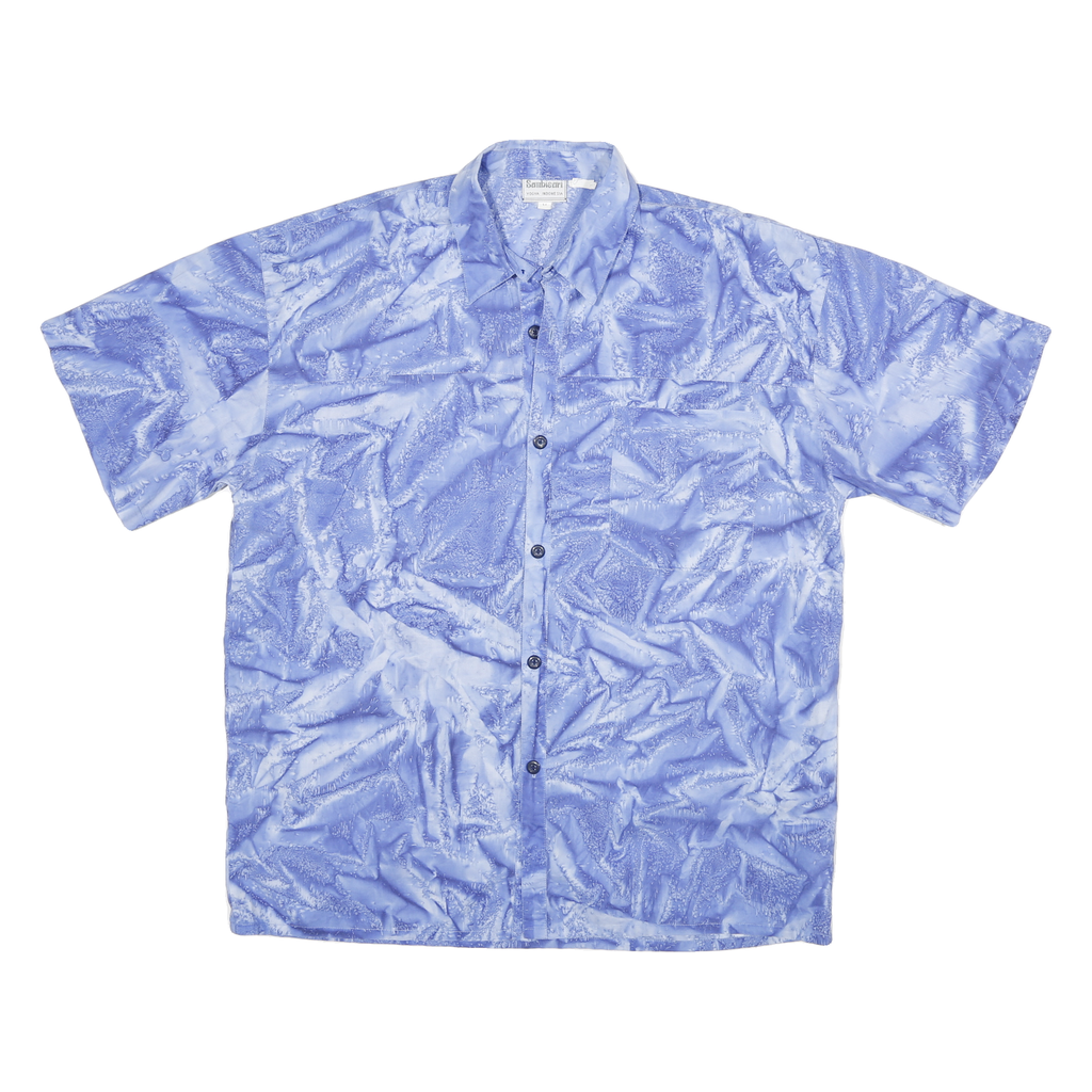 SAMBISAM Mens Blue Short Sleeve Shirt L Polyester Blend Casual Lightweight