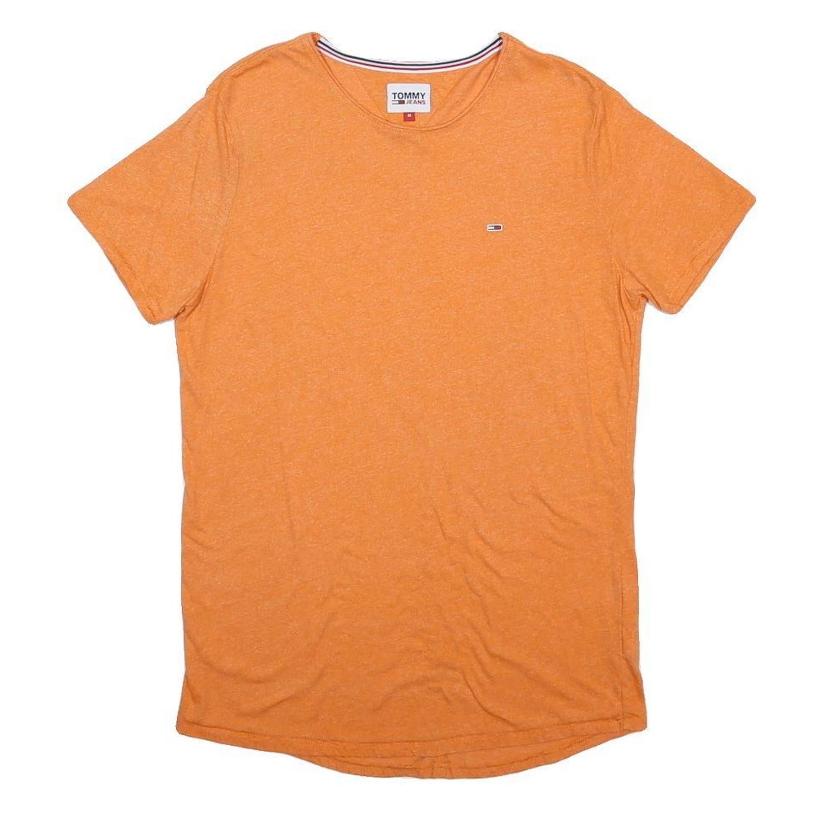 TOMMY JEANS Mens Orange Crew Neck Regular Fit M Cotton Blend T-Shirt