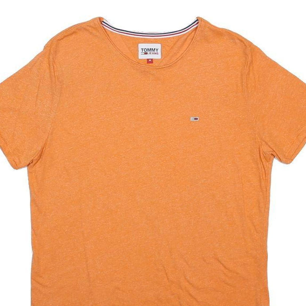 TOMMY JEANS Mens Orange Crew Neck Regular Fit M Cotton Blend T-Shirt