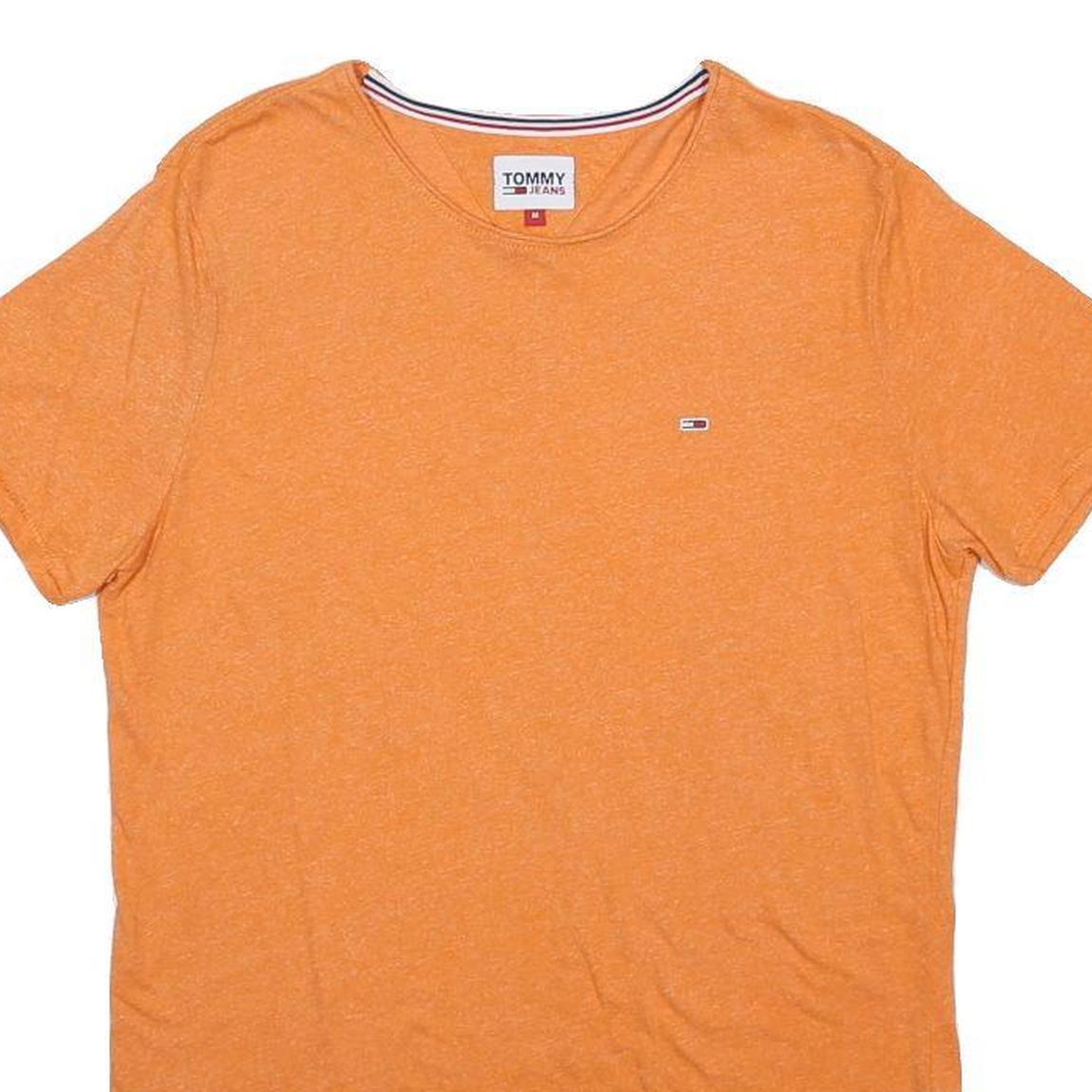 TOMMY JEANS Mens Orange Crew Neck Regular Fit M Cotton Blend T-Shirt