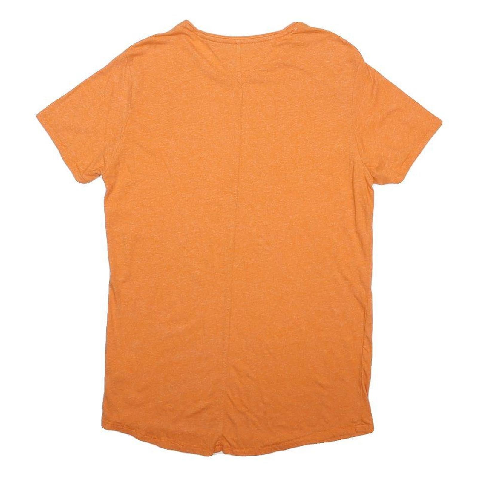 TOMMY JEANS Mens Orange Crew Neck Regular Fit M Cotton Blend T-Shirt