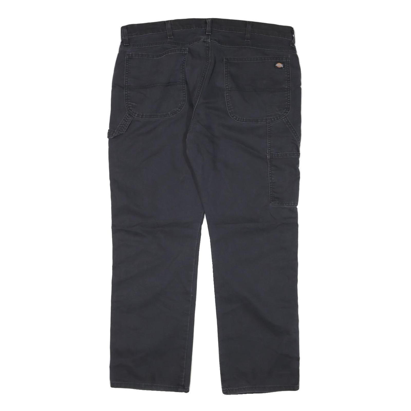 DICKIES Mens Cotton Blend Black Regular Straight Trousers W38 L29 Workwear