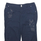 DRESSBARN Womens Navy Blue Casual Shorts UK 12 W32 Embroidered Cotton Blend