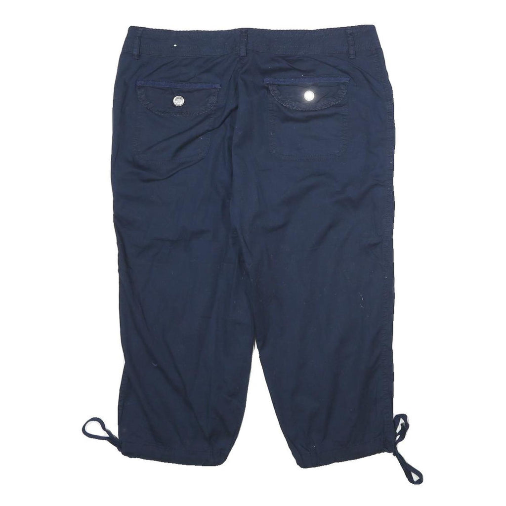 DRESSBARN Womens Navy Blue Casual Shorts UK 12 W32 Embroidered Cotton Blend