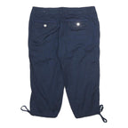 DRESSBARN Womens Navy Blue Casual Shorts UK 12 W32 Embroidered Cotton Blend