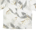 QUIKSILVER Mens White & Beige Leaf Print Shirt L Casual Button-Up Summer