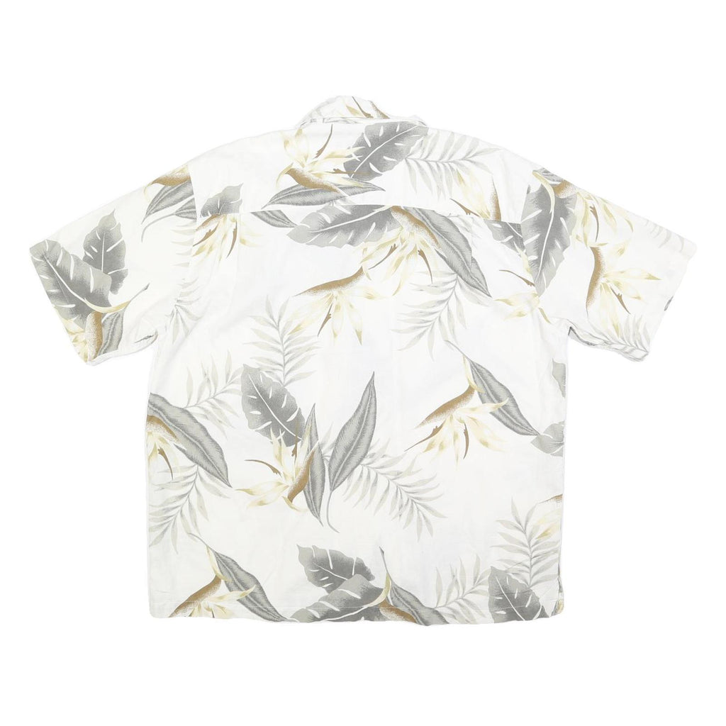 QUIKSILVER Mens White & Beige Leaf Print Shirt L Casual Button-Up Summer