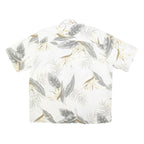 QUIKSILVER Mens White & Beige Leaf Print Shirt L Casual Button-Up Summer