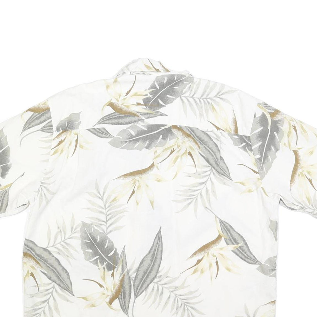 QUIKSILVER Mens White & Beige Leaf Print Shirt L Casual Button-Up Summer