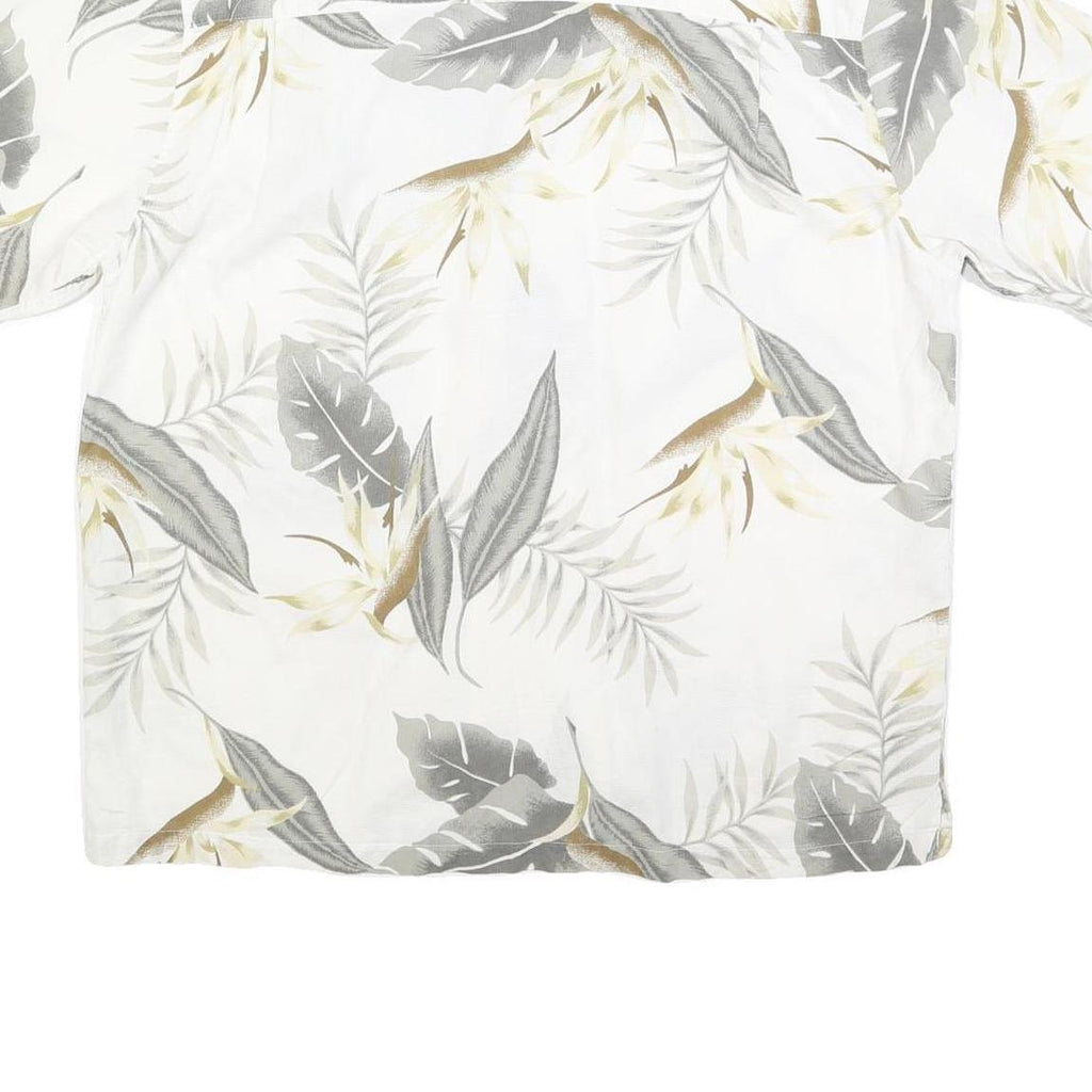 QUIKSILVER Mens White & Beige Leaf Print Shirt L Casual Button-Up Summer