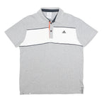 ADIDAS Mens Grey & White Cotton Short Sleeve Polo Shirt L Logo