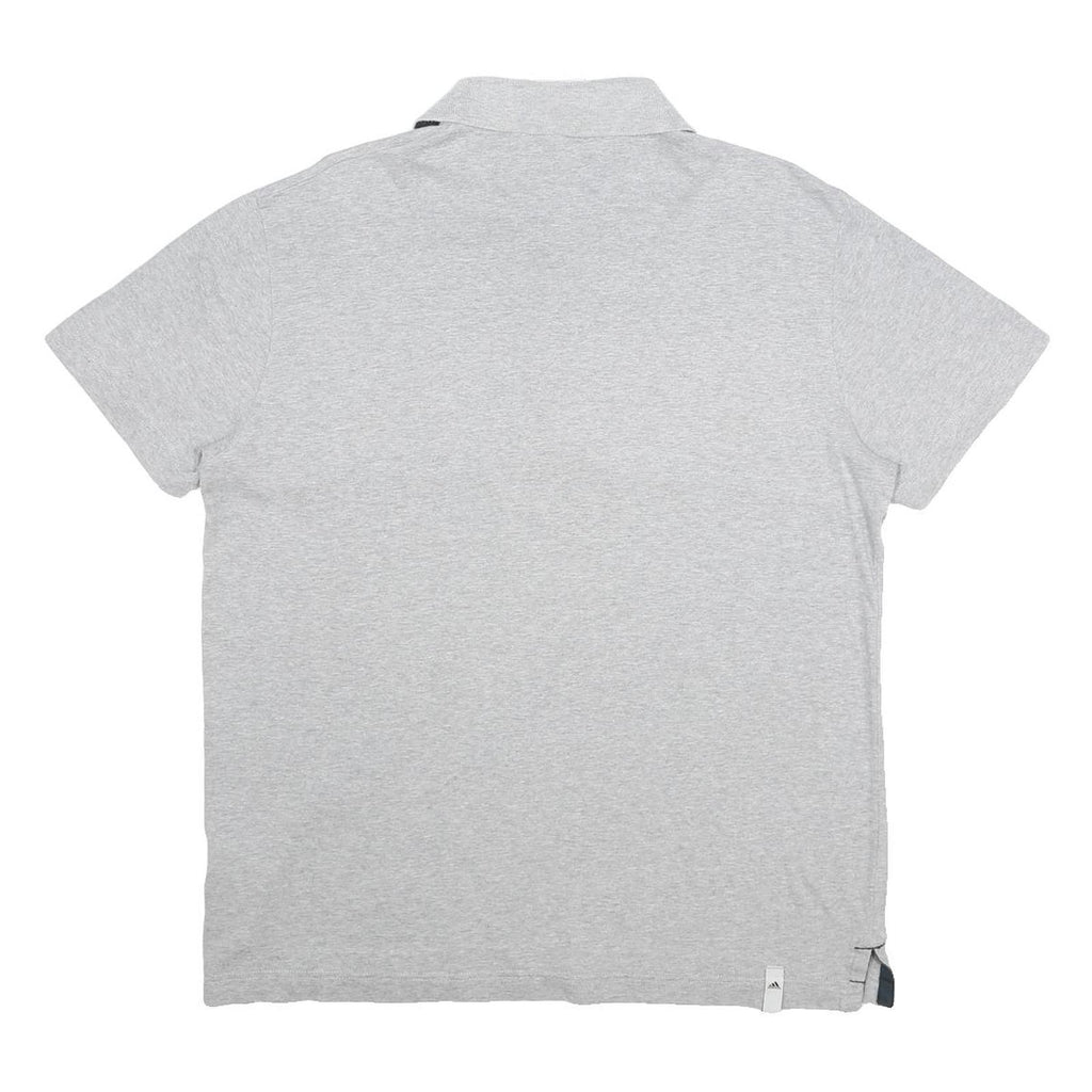 ADIDAS Mens Grey & White Cotton Short Sleeve Polo Shirt L Logo
