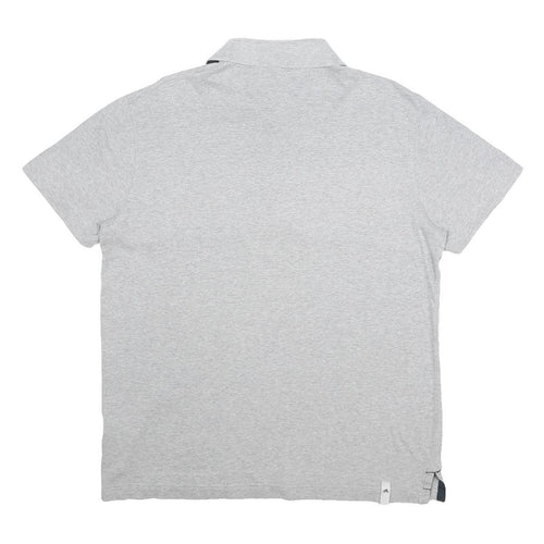 ADIDAS Mens Grey & White Cotton Short Sleeve Polo Shirt L Logo