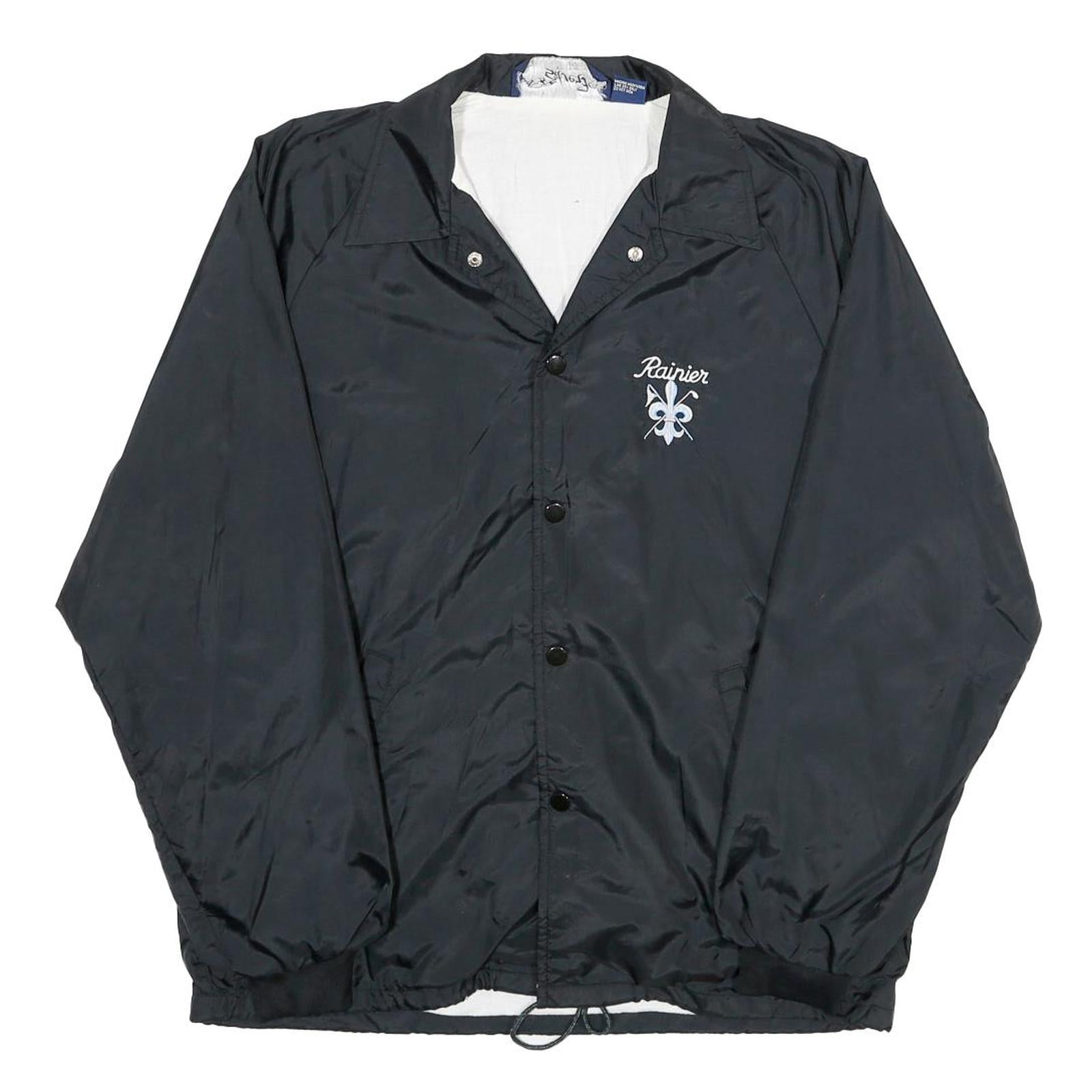 SILVESTER Mens Black Nylon Button Jacket S Plain Lightweight Casual Outerwear