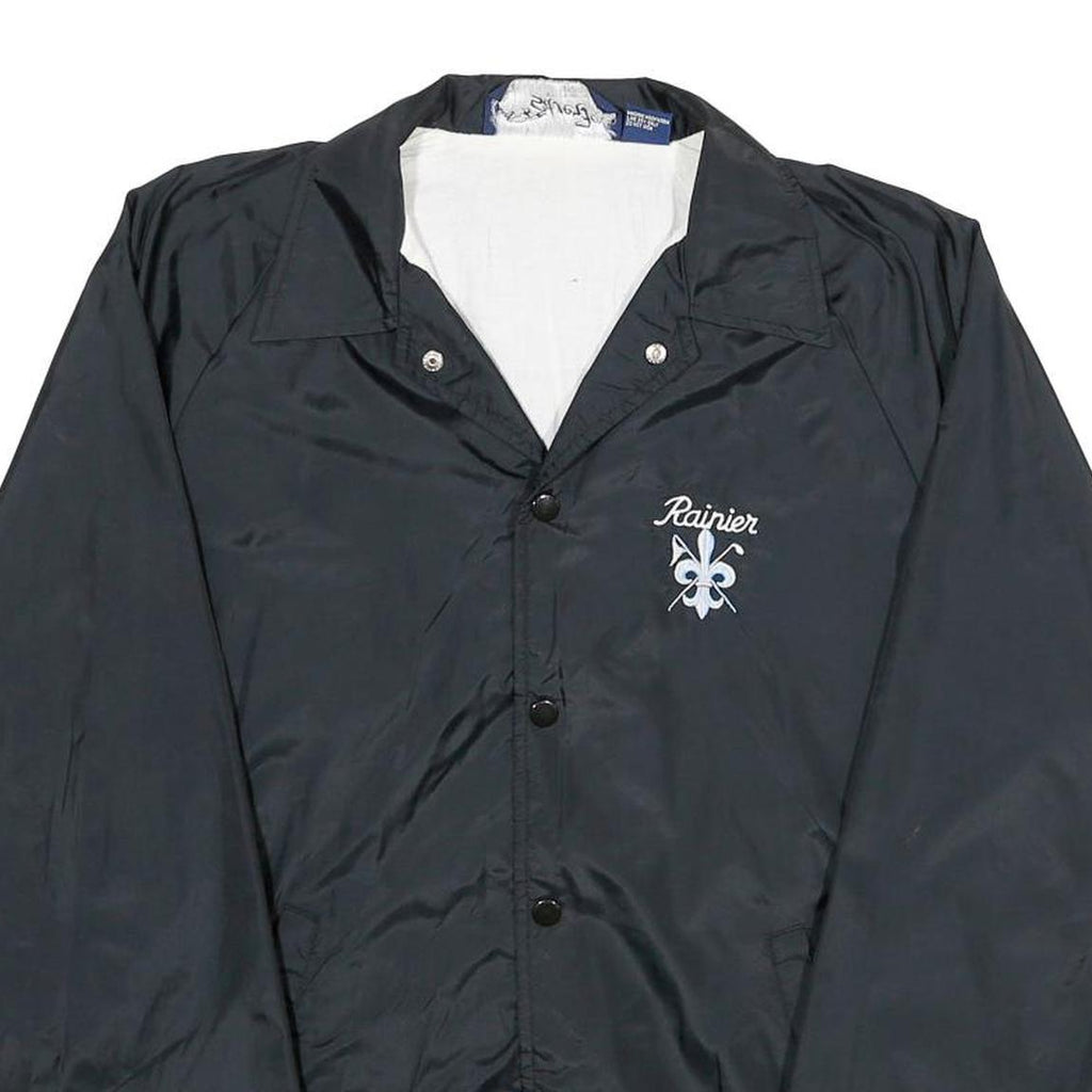 SILVESTER Mens Black Nylon Button Jacket S Plain Lightweight Casual Outerwear