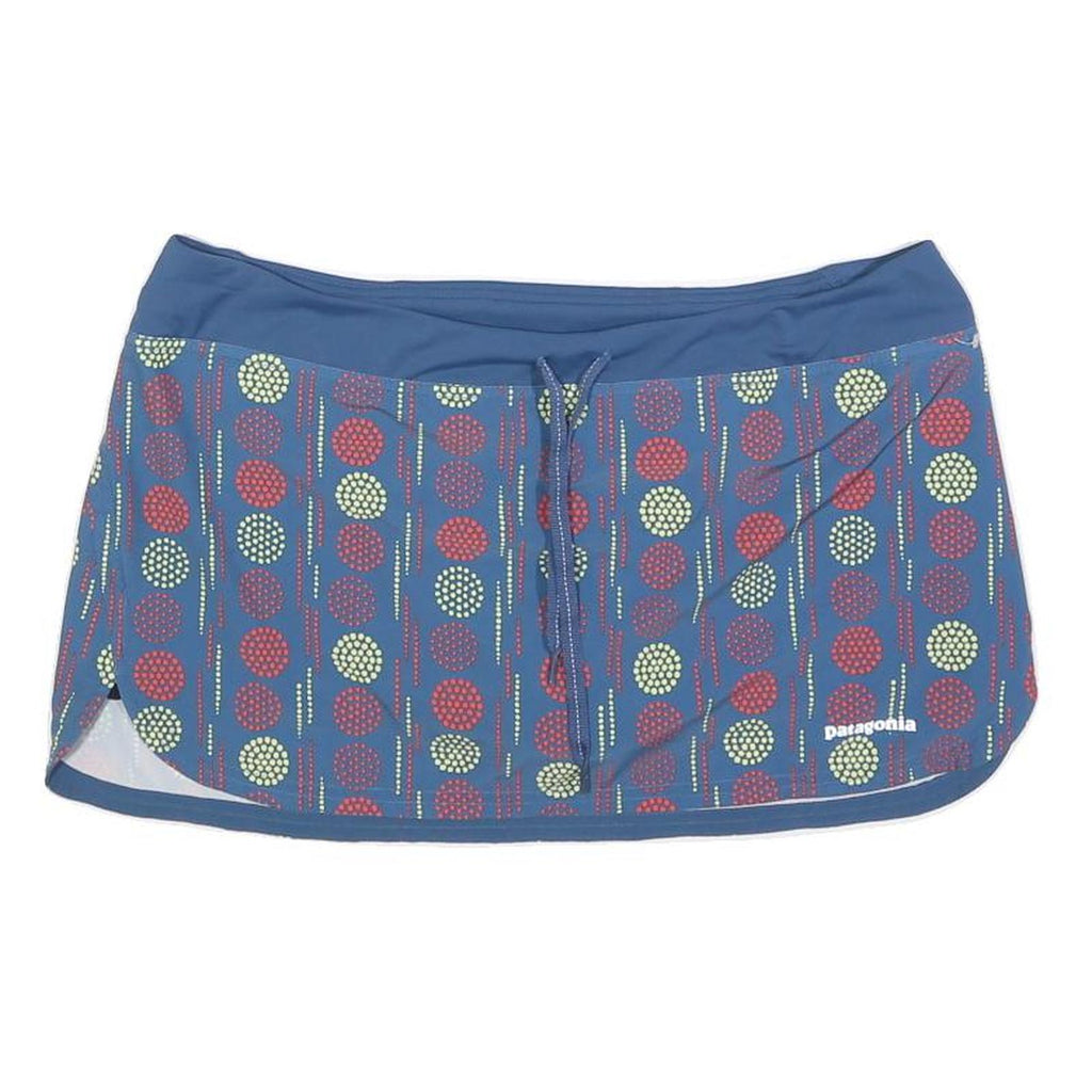 PATAGONIA Womens Blue & Red Printed Mini Polyester Blend Active Skort L