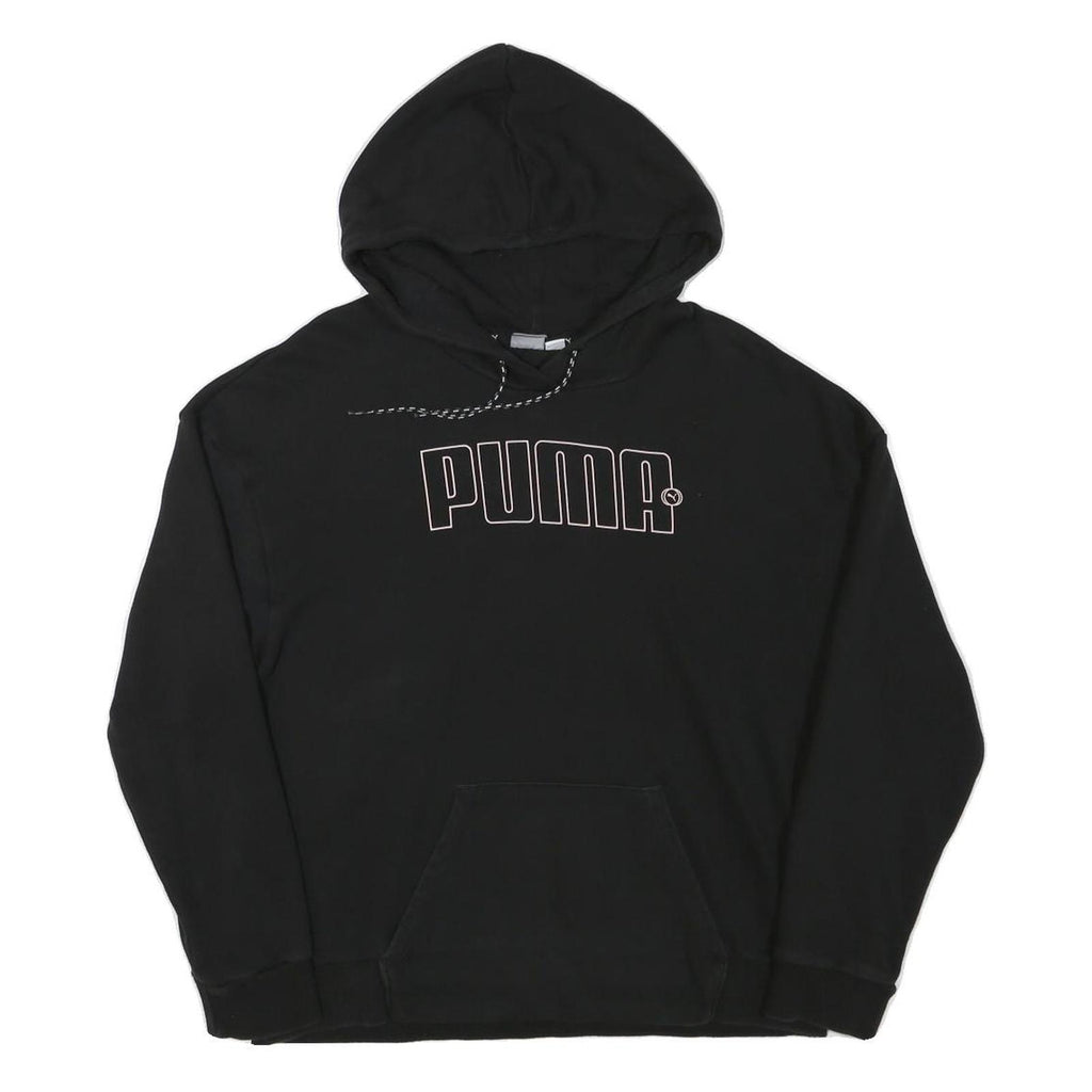 PUMA Mens Black Hooded Pullover Hoodie M Cotton Blend Casual Sweatshirt