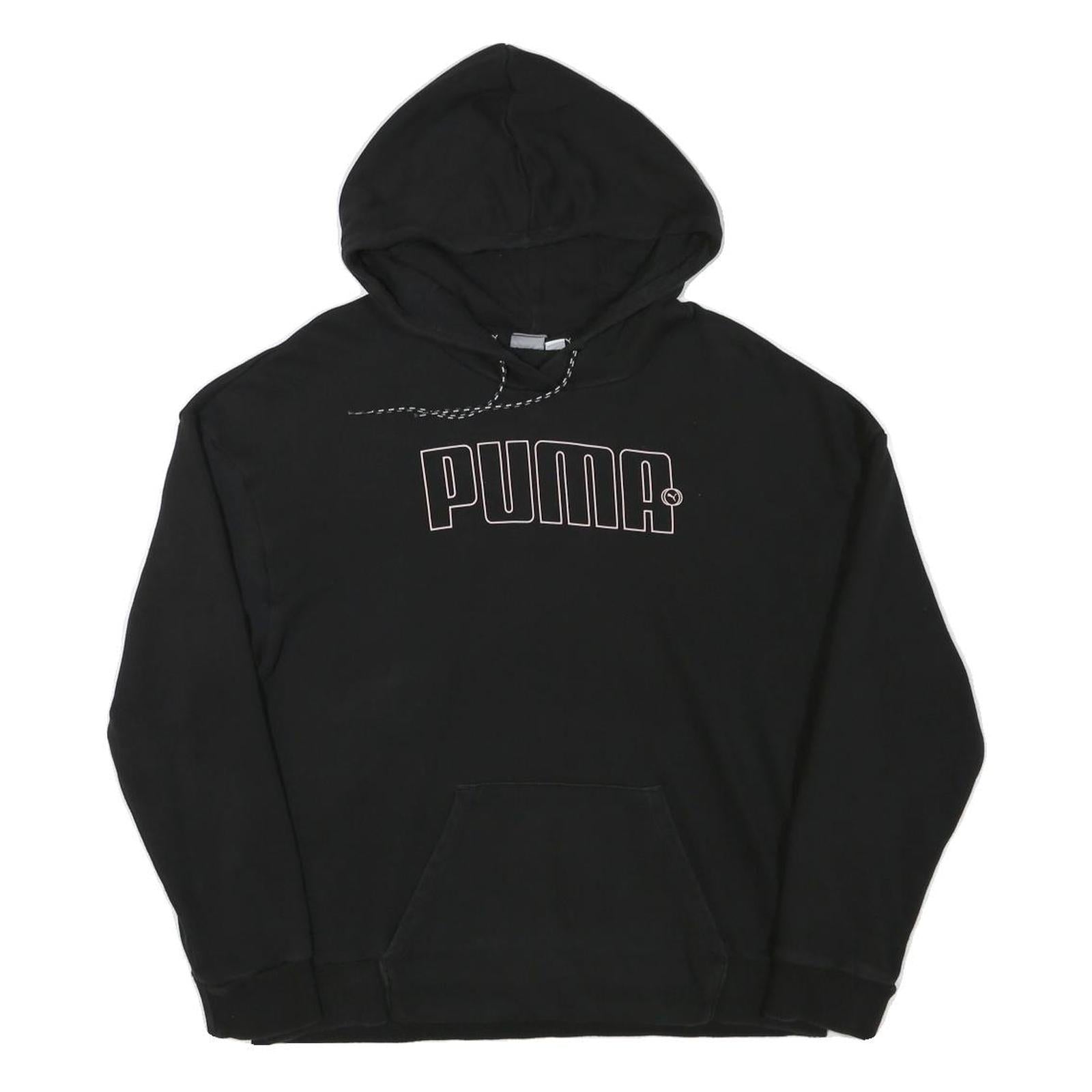 PUMA Mens Black Hooded Pullover Hoodie M Cotton Blend Casual Sweatshirt