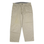 Mens Beige Cotton Blend Regular Fit Straight Leg Trousers W36 L29 Casual Zip