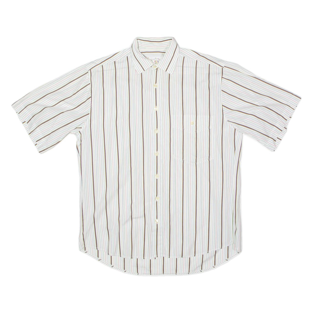 DINO FORLOZZI Mens Shirt White 90s Striped L