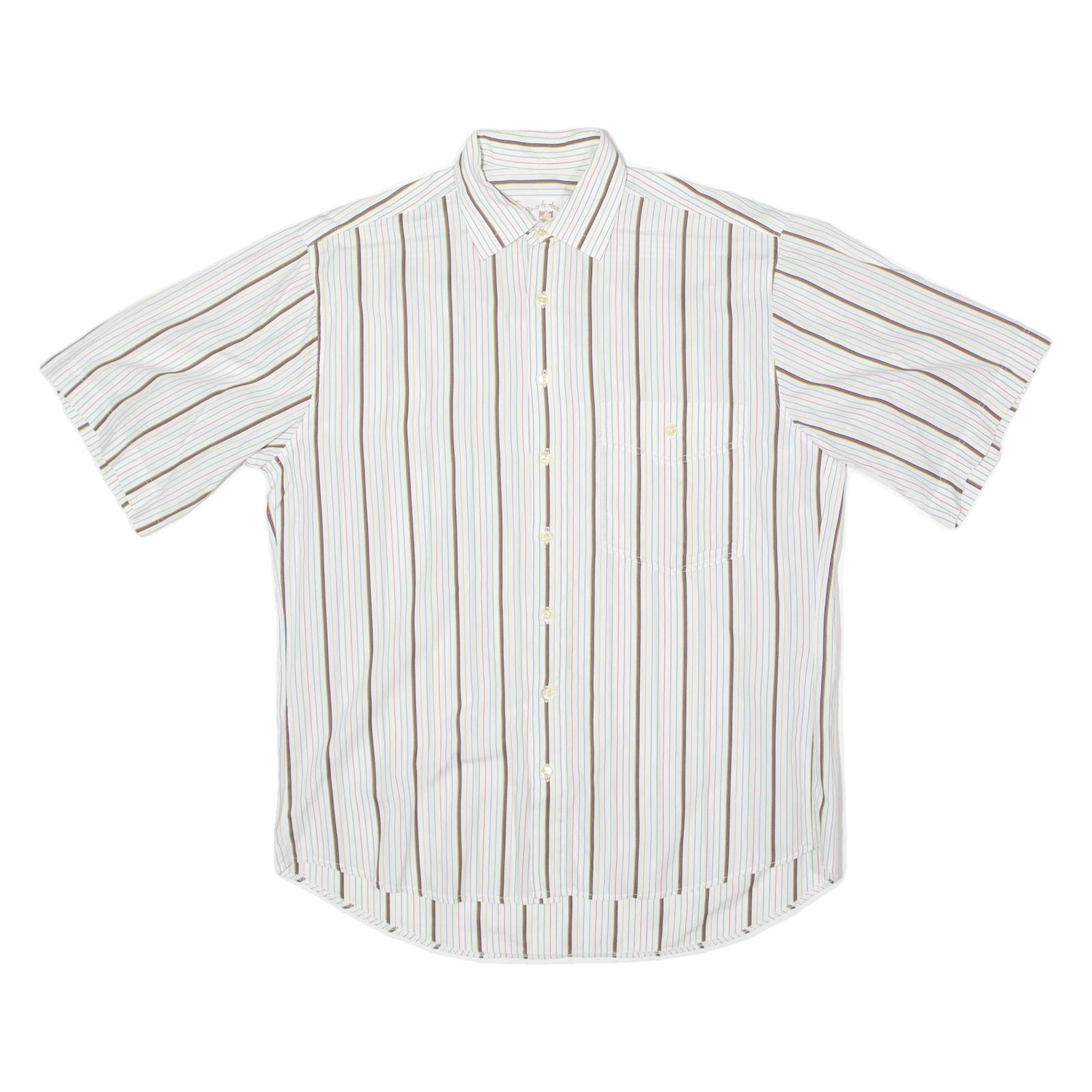 DINO FORLOZZI Mens Shirt White 90s Striped L