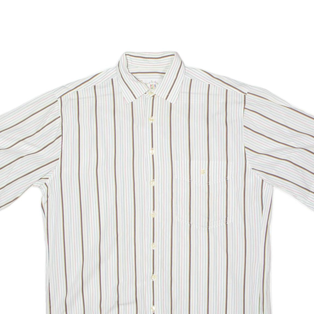DINO FORLOZZI Mens Shirt White 90s Striped L