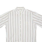 DINO FORLOZZI Mens Shirt White 90s Striped L