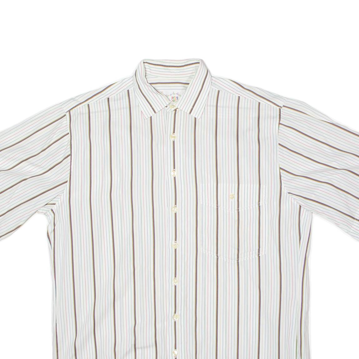 DINO FORLOZZI Mens Shirt White 90s Striped L