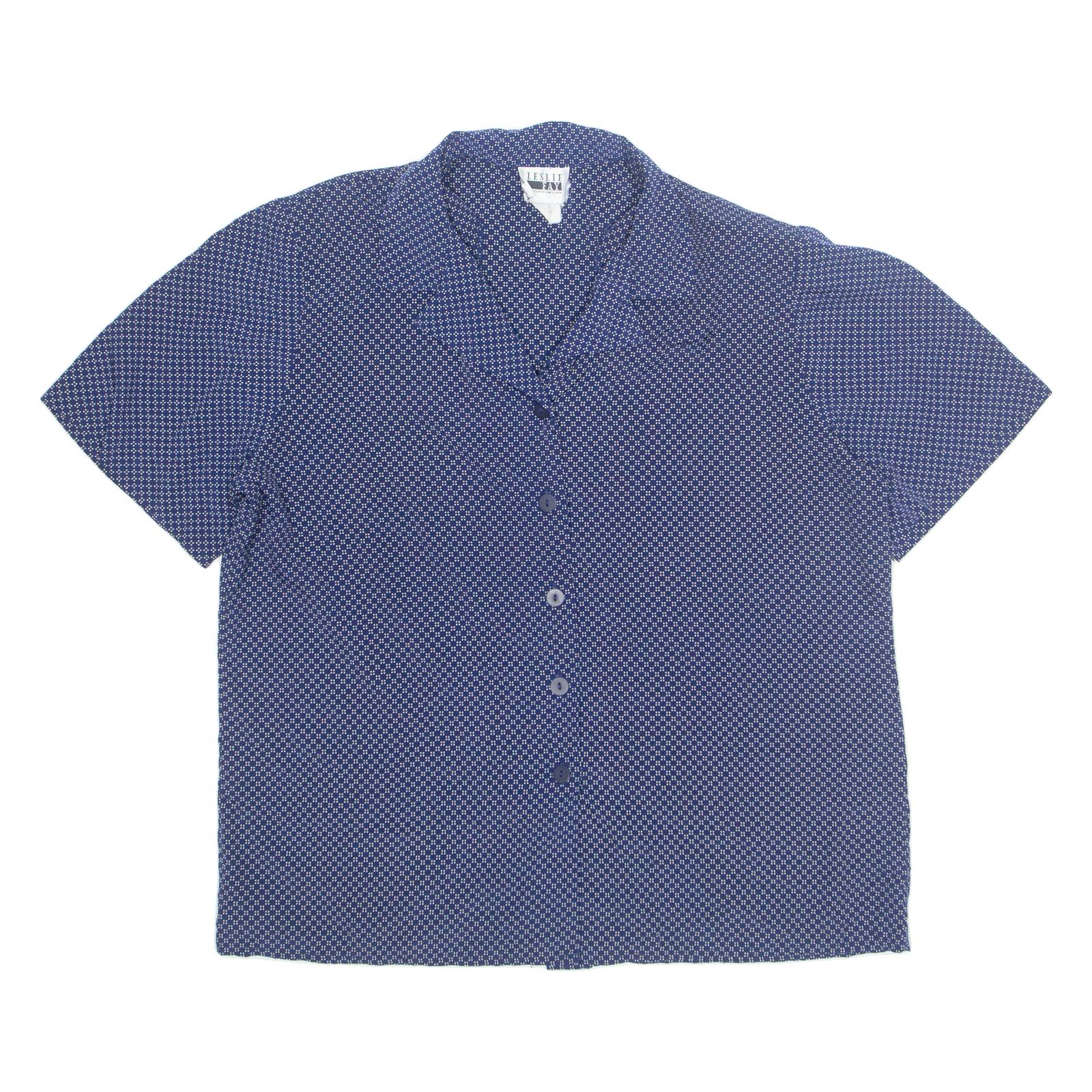 LESLIE FAY Womens Printed Shirt Blue Collared Polka Dot L