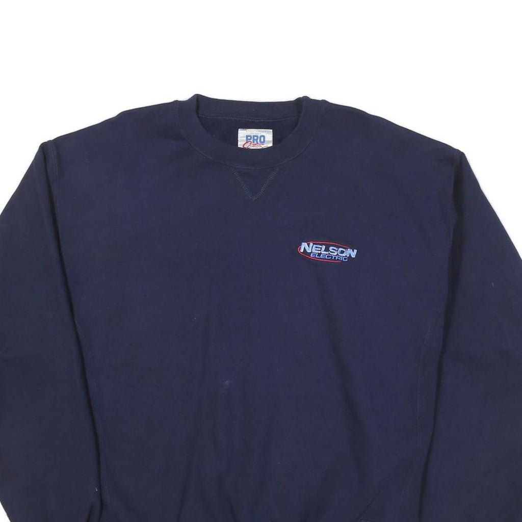 RUSSELL ATHLETIC Mens Navy Blue Sweatshirt L Crew Neck Cotton Blend Pullover