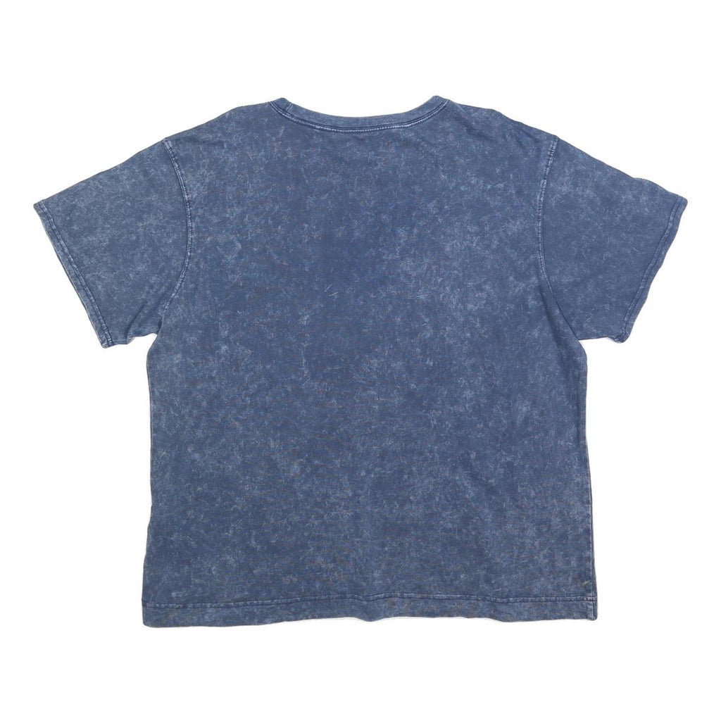 CHAMPION Womens Blue Acid Wash Logo Graphic T-Shirt 2XL Short Sleeve Crew Neck